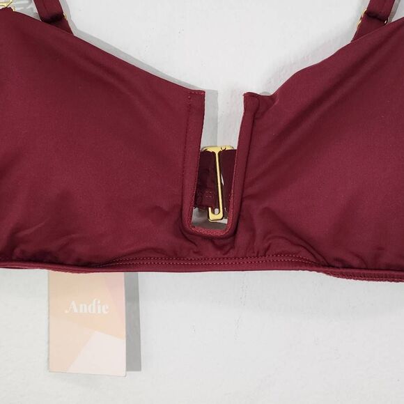 Andie Oxblood Bikini Top Wine Swim Top NWT Medium Burgundy Andie Swim Top - Picture 2 of 10